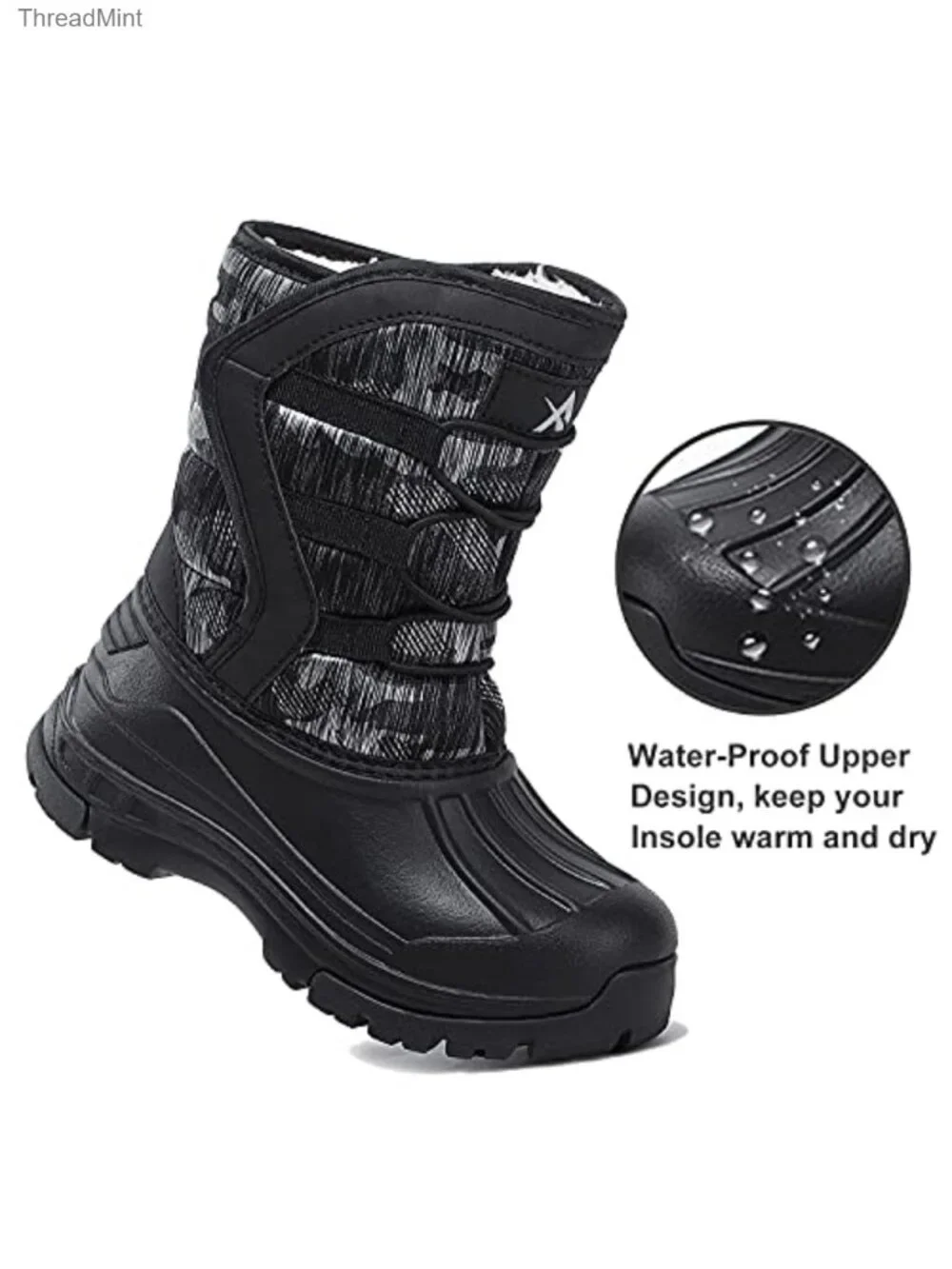 Kids Snow Boots Winter Waterproof Slip Resistant Cold Weather Shoes Faux Fur